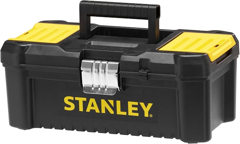 Stanley stst1-75515 - caixa de ferramentas de plástico com trava de metal, 18 x 13 x 32,5 cm, preta, amarela, 12,5"