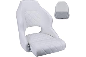 SUNDGORA Pontoon Captains Chair Flip Up Bucket Boat Seat with Seat Cover for Pontoon Boats and Marine Use