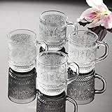 Renaissance Collection 10 Ounce Coffee/Tea Glass Mugs (Set of 4)