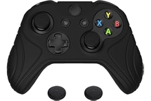 PlayVital Samurai Edition Black Anti-Slip Controller Grip Silicone Skin for Xbox One X/S Controller, Ergonomic Soft Rubber Pr