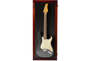 PENNZONI Electric Guitar Display Wall Mount - Hardwood Frame & Clear Acrylic Case - Cherry w/Black Felt