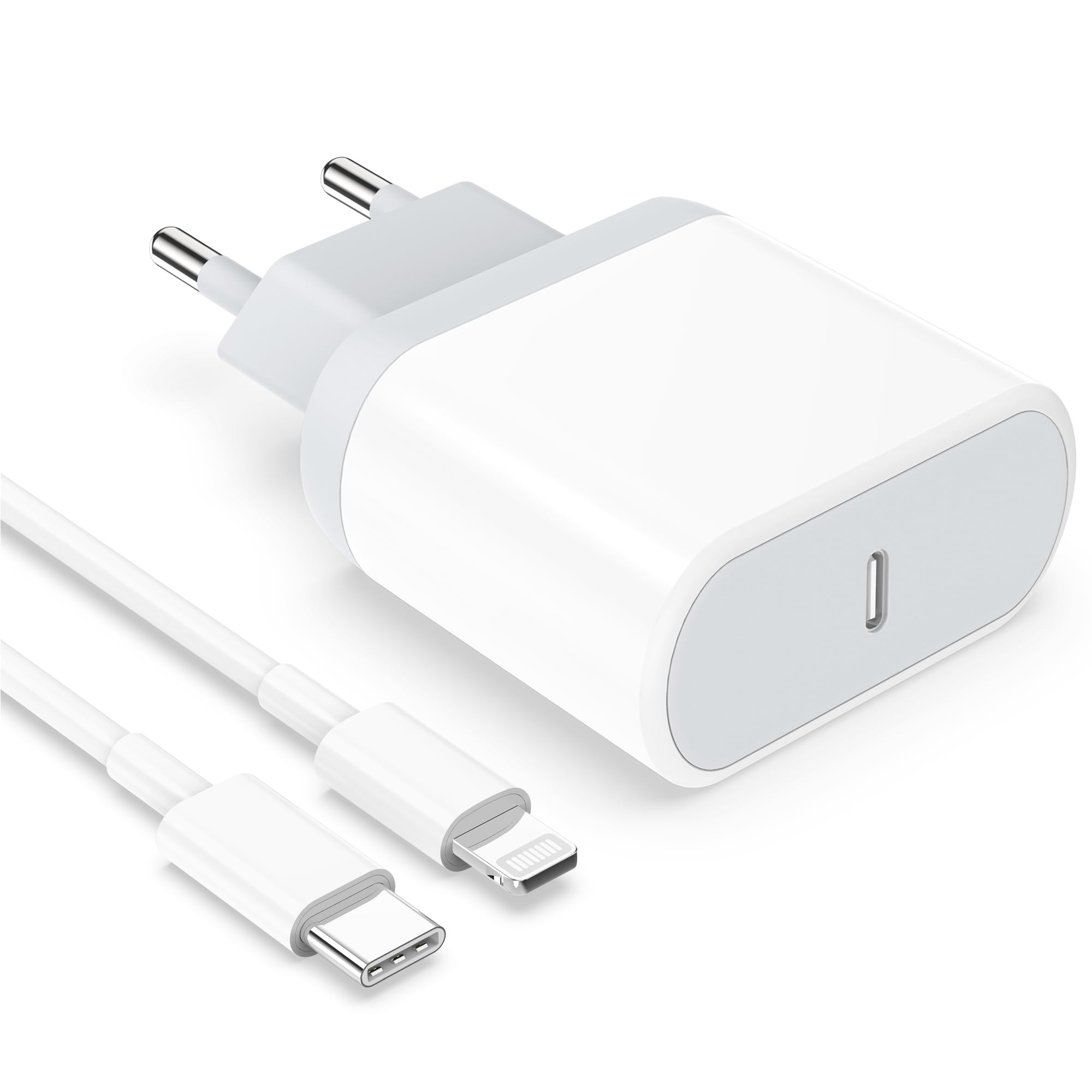 Photo 1 of Anigaduo 25W USB C European Plug Adapter with 6FT Cable for iPhone 14/14 Pro/14 Pro Max/14 Plus/13 12 11 XS XR X, Travel USBC Charging Power Charger Cord for Europe EU Euro Spain Italy France Germany