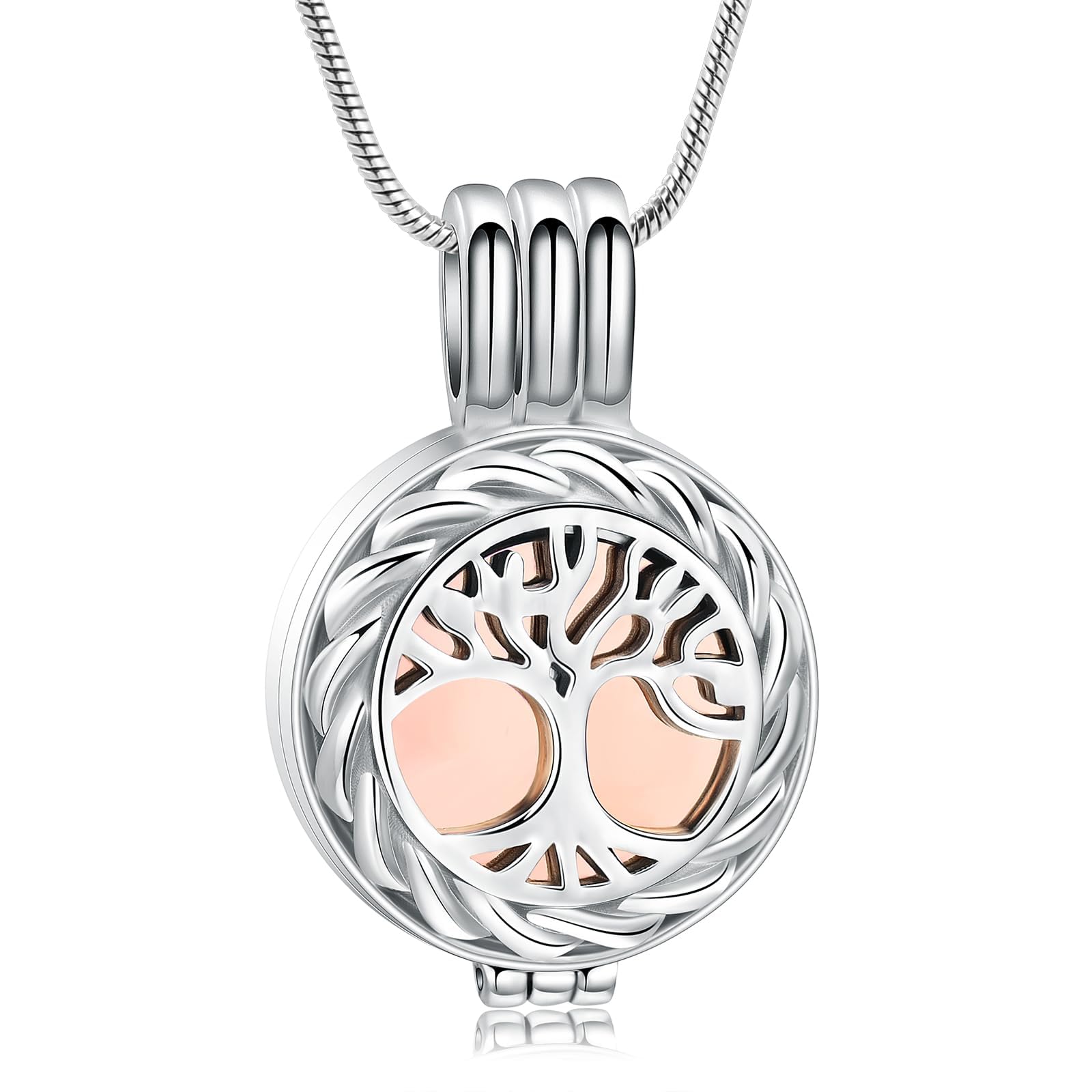 AIWENXI Tree of Life Cremation Jewellery for Ashes Pendant with Mini Keepsake Urn Memorial Human Pet Ash Jewellery, Stainless Steel