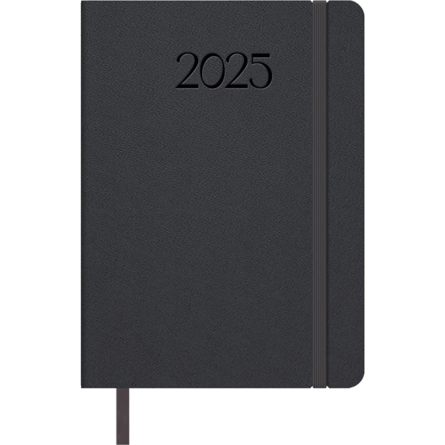 Dohe - 2025 Diary - Day by Page, A5 Size (14 x 20 cm), 12 Months January to December, Flexible Leatherette Cover, Planner in Spanish, Office Supplies - MANHATTAN Black