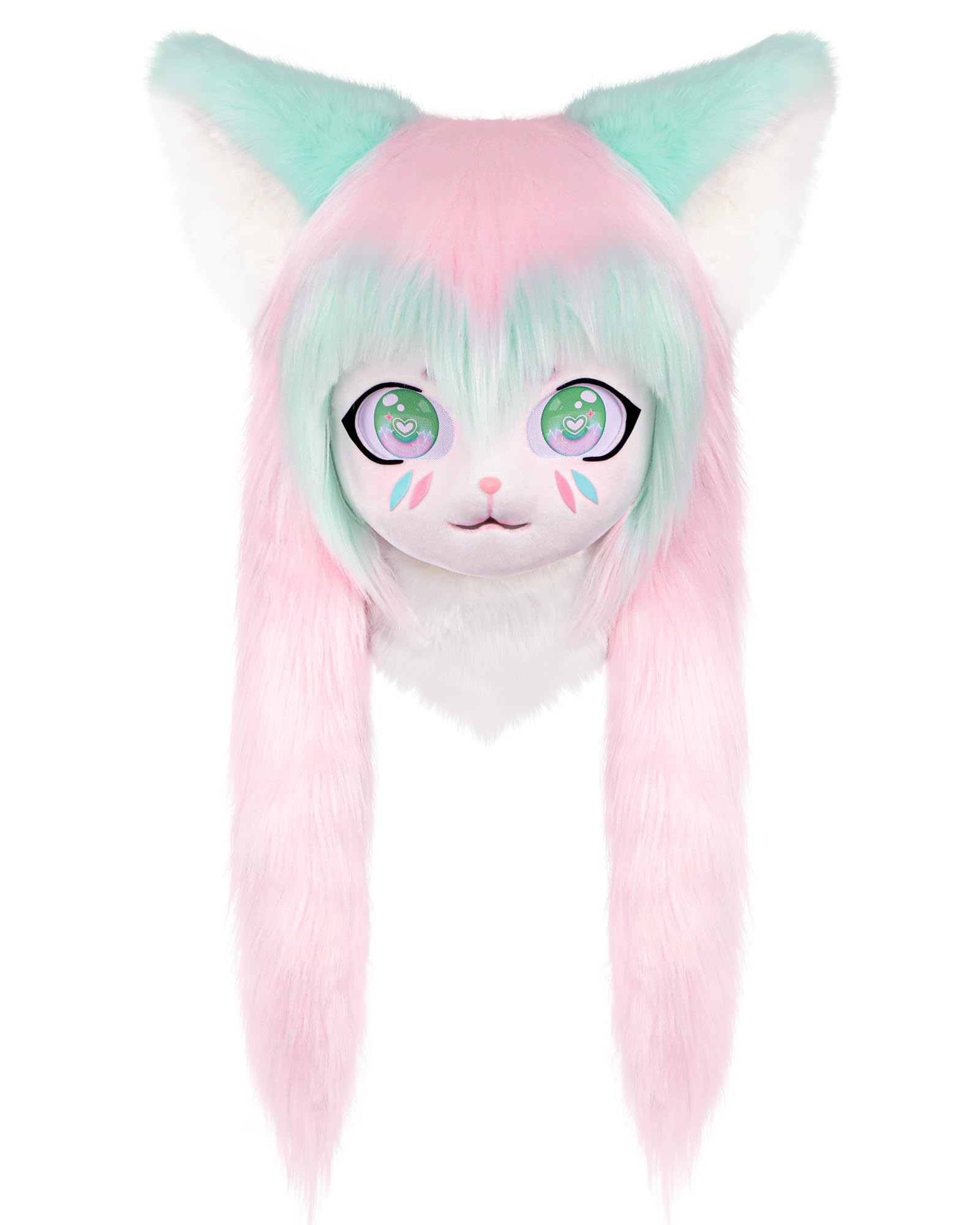 Photo 1 of ZFKJERS Cosplay Fursuit Headgear Animal Head Cat Mask Halloween Masquerade Adults Costume Accessories Set (Pink)
