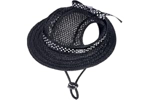 MaruPet Round Brim Princess Hat Visor Hat Pet Dog Mesh Porous Sun Hat with Ear Holes for Small, Extra Small Dog Teddy, Pug, Chihuahua, Shih Tzu, Yorkshire Terriers, Papillon Black S