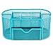 PAG Desk Organizers and Accessories Storage Caddy, Office Supplies Desktop Organization, Office Decor Mesh Pencil Holder, 9 Compartments, Blue