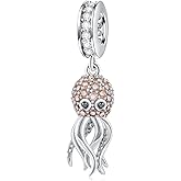 CRISNATA Ocean Series Charm-925 Sterling Silver Rose Gold/Silver Mermaid Ariel and Blue CZ Shell Beads, fits European Sea Charms Bracelet, Gifts for Daughter/Sister/Friends/Mother