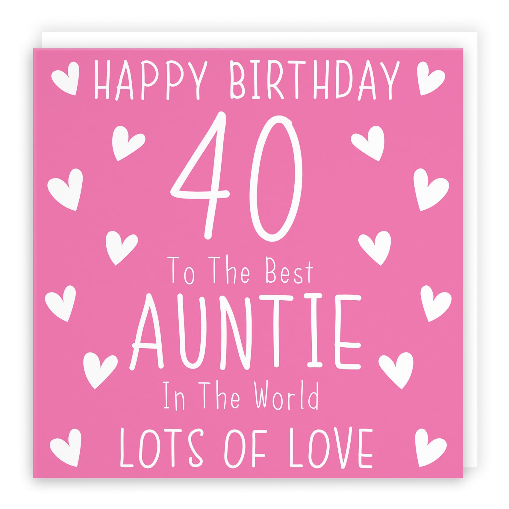 Hunts England - Large Auntie 40th Birthday Card - Happy Birthday - 40 - To The Best Auntie In The World - Lots Of Love - Iconic Collection - Large - 210 x 210 mm - Age 40