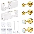 QWALIT Ear Piercing Kit Gold Ear Piercing Gun Kit Self Piercing Earrings Piercing Kit Disposable Earring Gun Piercing Kit with Earring Studs Self Ear Piercing Kit at Home Opal Earring Studs Flat Back