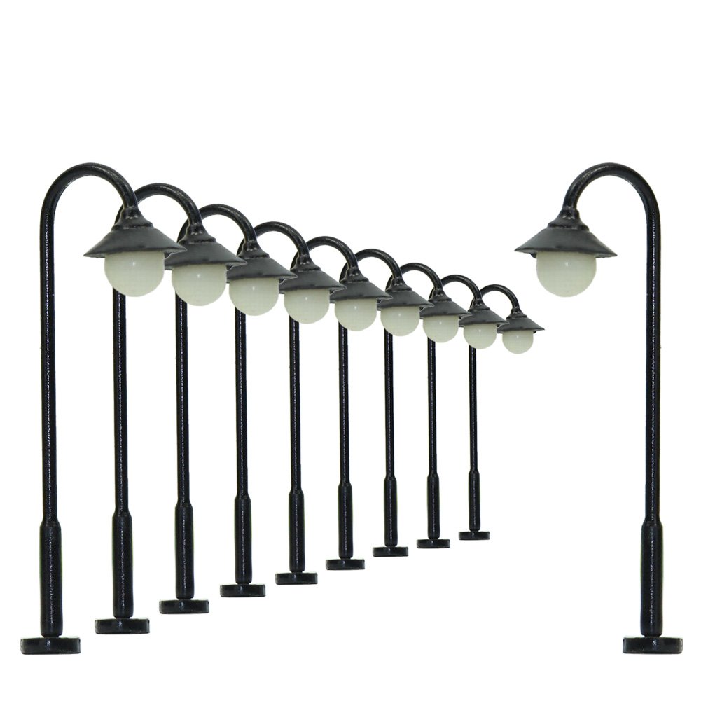 Evemodel Model Railway Train LED Lights, 10pcs N TT Scale Street Lights, Manual Operation