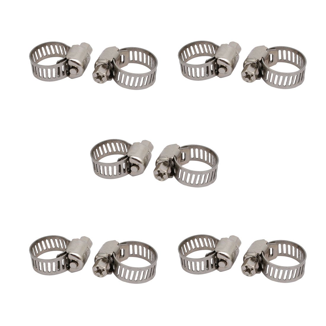 Sourcingmap 6-12mm Stainless Steel Adjustable Worm Gear Hose Clamps Silver Tone 10pcs