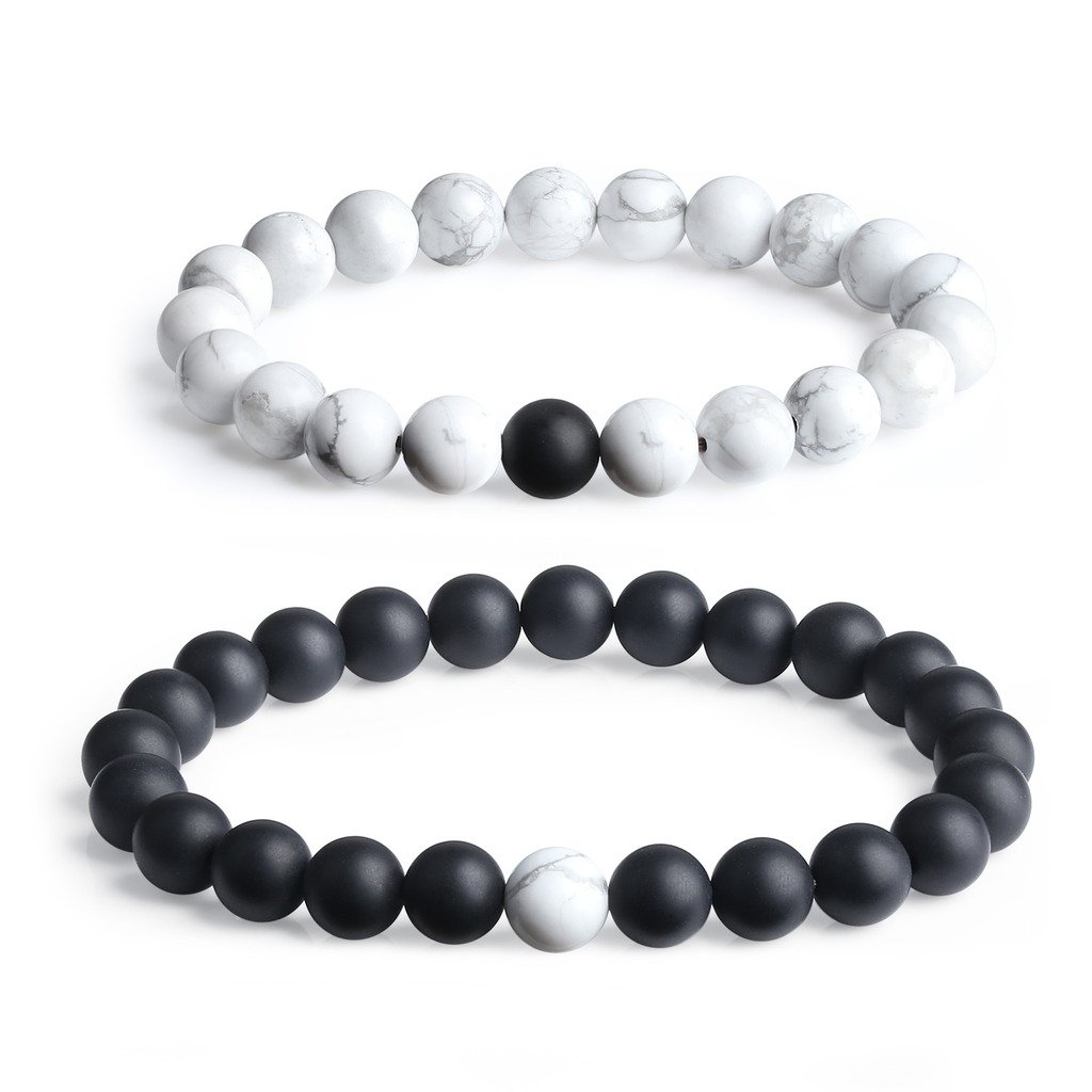 coai Long Distance Relationship Onyx and Turquoise Gemstone Matching Set Stones Bracelet (2pcs) — image 1