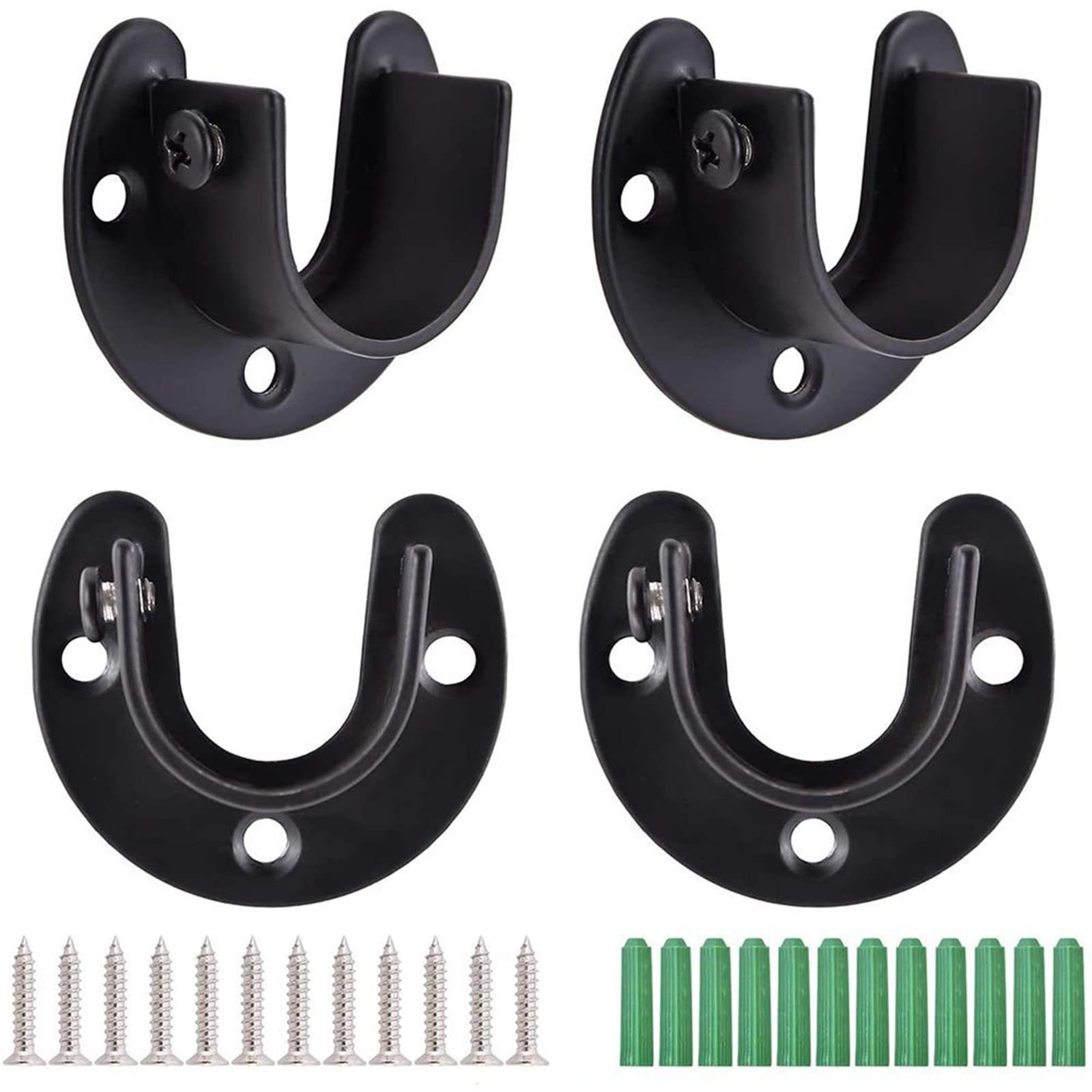 4 Pack Flange Rod Holder Closet Rod Bracket Stainless Steel Pole Sockets End Supports Sockets Curtain Rail Holder Bracket for Wardrobe Shower Curtain (30mm/1.18 inch)