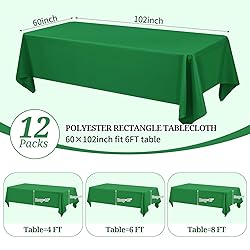 Pesonlook 12 Pack Green Polyester Tablecloth-60 x