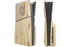 JMNDMI Faceplate for PS5 Slim Console Faceplate Cover Replacement Protector Shell for PS5 Slim Accessories (Woodgrain Color Disc Version)