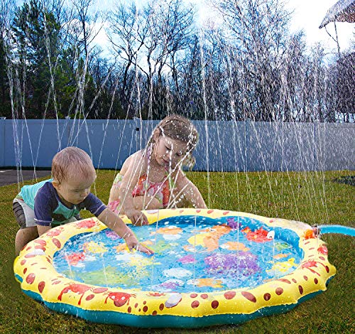 image for Conthfut Toddler Sprinklers Splash Water Play mat, 39in-Diameter Splas