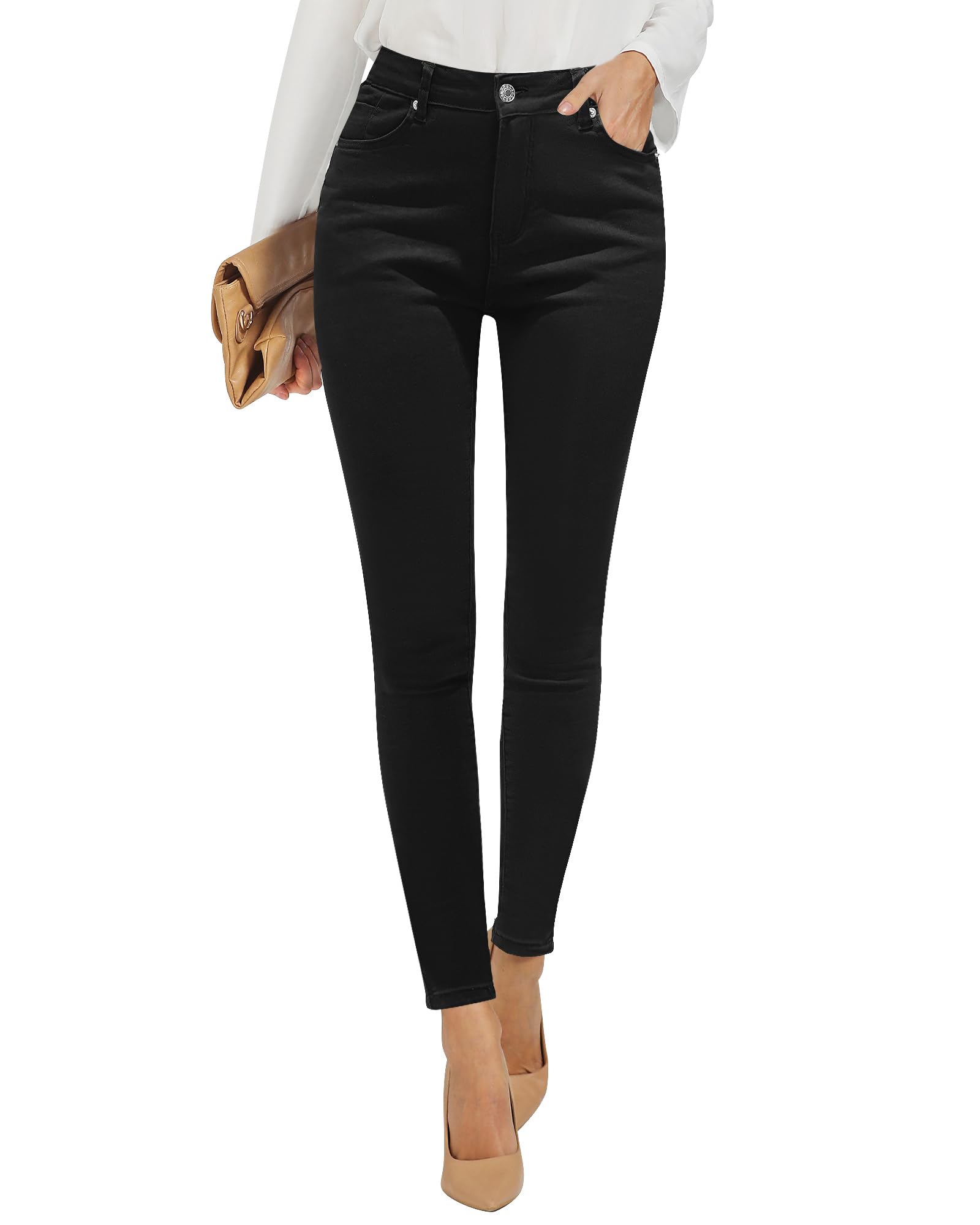 Photo 1 of ***LARGE***GRAPENT Women's Pants Fall Clothes for Women Womans Pants Womens Colored Jeans High Waist Jeggings Black Skinny Jeans Women High Waisted Color True Black Large Size 12 Size 14