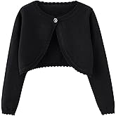 Miccina Girls Bolero Cardigan Sweater Toddler Kids Long Sleeve Button Knit Shrug Cropped Cover Up Jacket Tops
