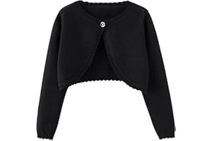 Miccina Girls Bolero Cardigan Sweater Toddler Kids Long Sleeve Button Knit Shrug Cropped Cover Up Jacket Tops