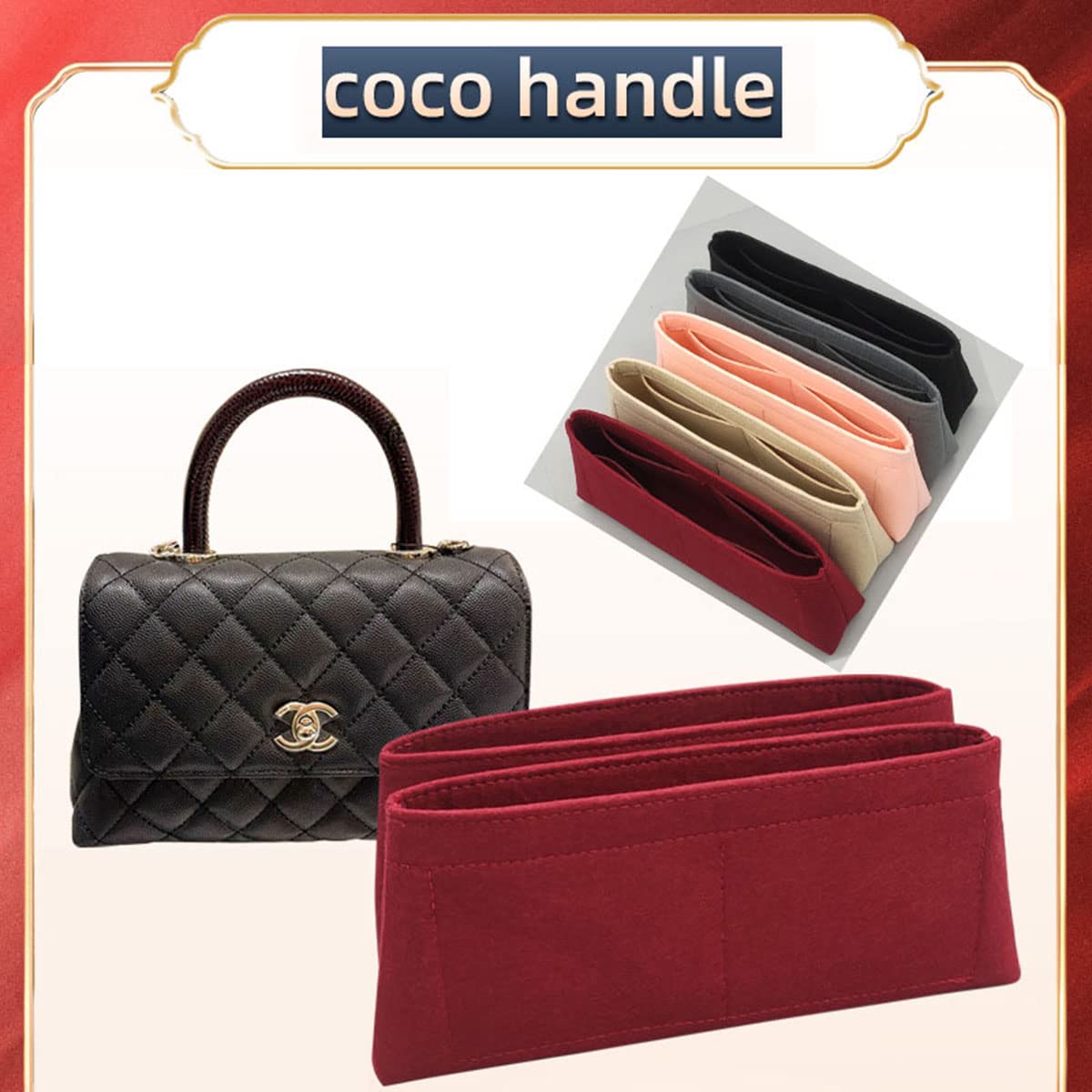 Lckaey Bag Organizer For coco handle small bag organizer Felt insert 2020Claret-S