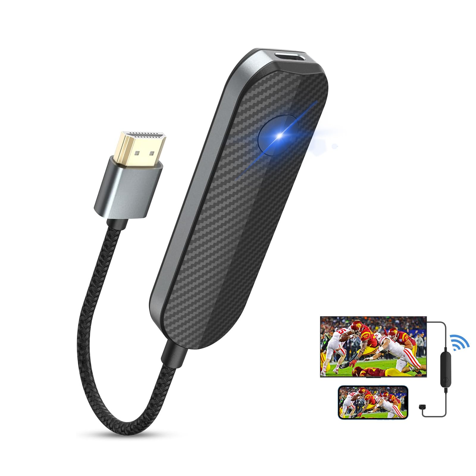 Photo 1 of 4K 1080P Wireless HDMI Display Adapter, WiFi Streaming Movies, Shows Receiver for i-Phone, i-Pad, Android, Tablet, Laptop, Window to HDTV/Monitor/Projector, Compatible Miracast, Air Play, DLNA