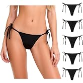 ANLINGOO 5 Pack Womens Tie Side Thong Panties String Plus Size Low Rise Adjustable G String Easy Off T-back
