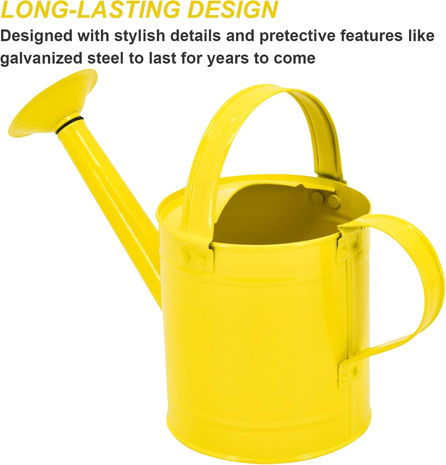 HORTICAN Galvanized Watering Can Small Lightweight Indoor Outdoor Garden Plants, Kids Watering Can, with Shower Head 1.5L/0.3 Gallon, Yellow : Garden & Outdoor