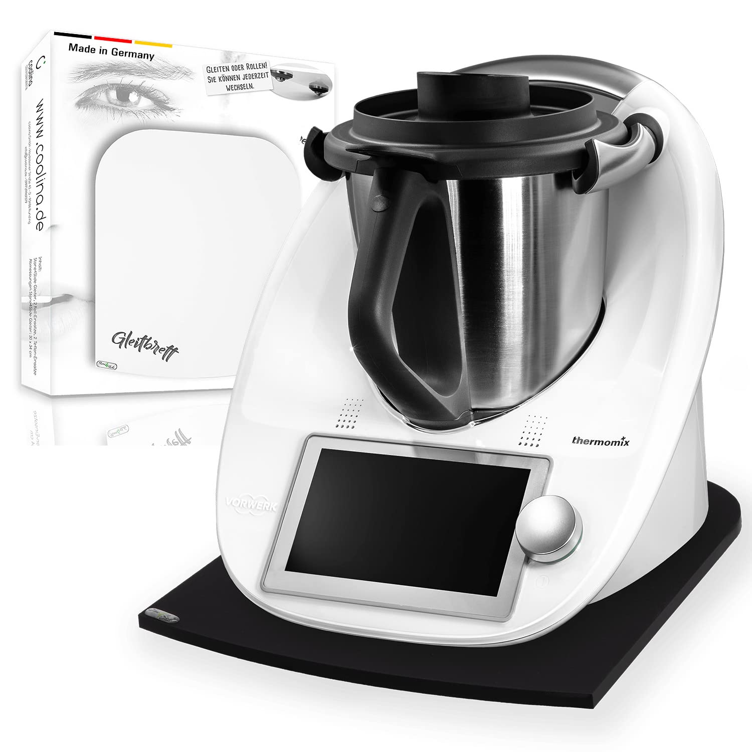 Stone4Slide Thermomix Sliding Board, Acrylic, Black, 34 x 30 x 3 cm