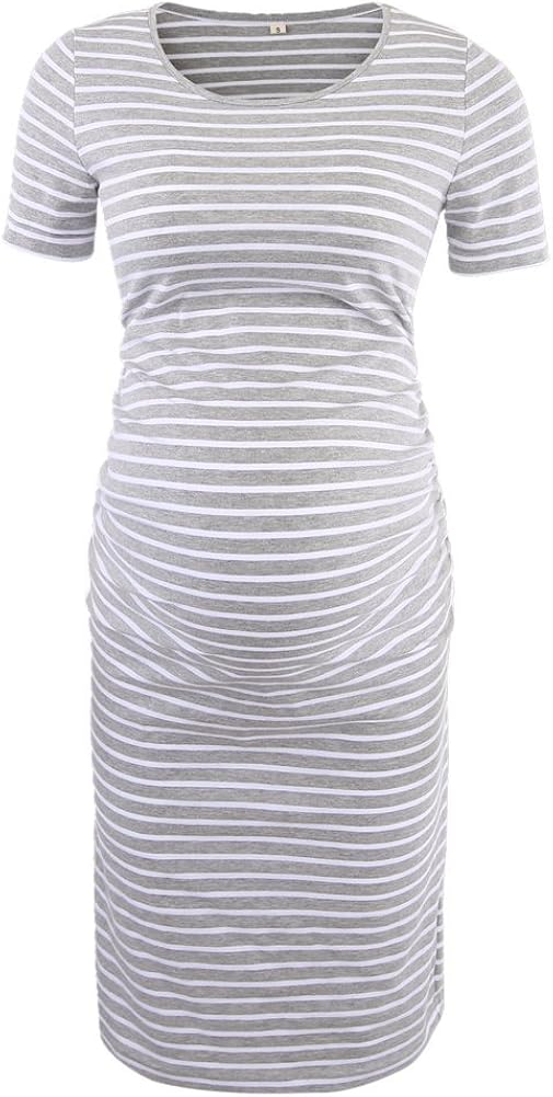 Liu & Qu Women's Maternity Bodycon Ruched Side Dress Casual Short & 3/4 Sleeve Dress for Daily Wearing Or Baby Shower at  Women’s Clothing store