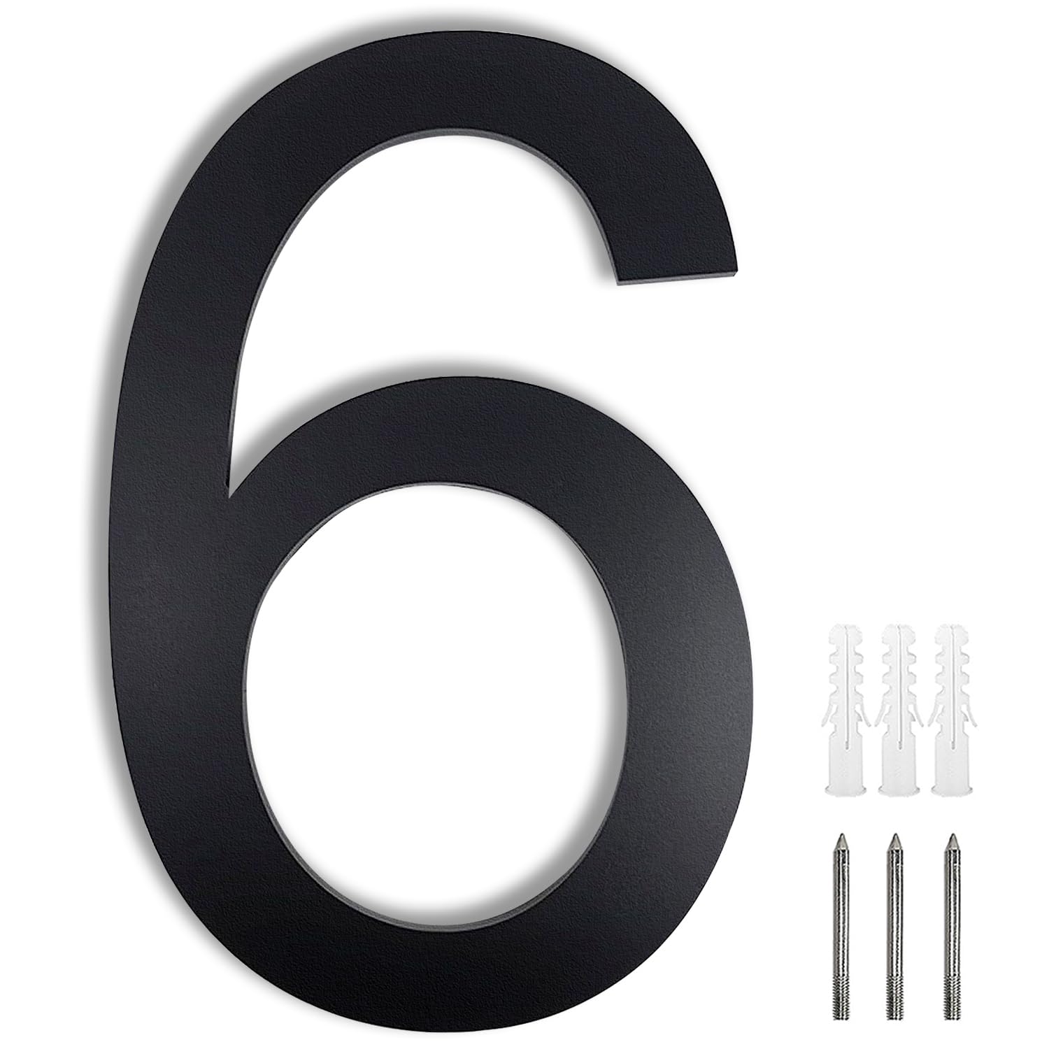 Meision House Number Anthracite Stainless Steel House Number RAL 7016 Fine Structure Powder Coated Solid Arial Font with Screws Height 20 cm - Number 6/9