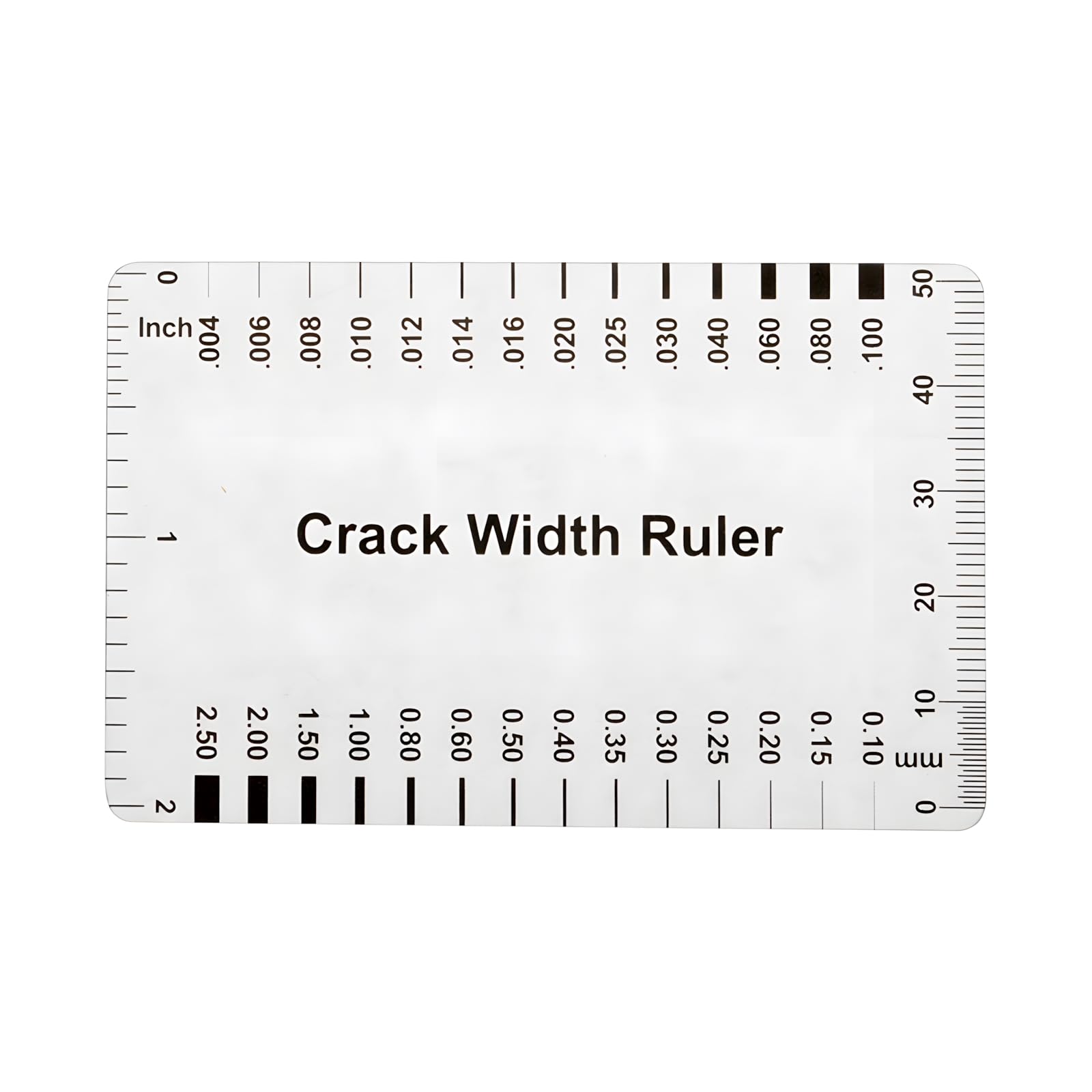 (Pack of 10) Aspire Concrete Crack Width Ruler, Range 0.004-0.100"(0.10-2.50mm) and Range 0.1-7.0 mm-Gloss Clear