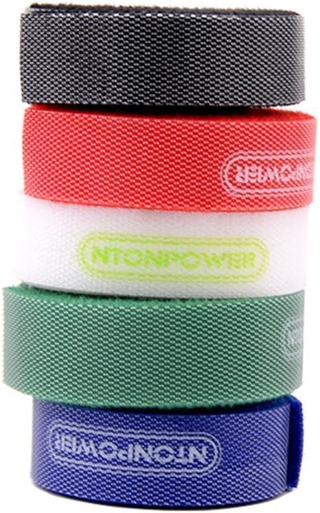 Reusable Hook Loop Cable Ties Bulky Colored Fastening Nylon Straps for Computer Wires Organizing 3.3 ft - A Pack of 5 Colors