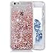 SUPVIN Liquid Phone Case for Girls, Creative Flowing Luxury Bling Glitter Sparkle Diamond Hard Clear Case Compatible for iPhone SE 5 5S(Pink)