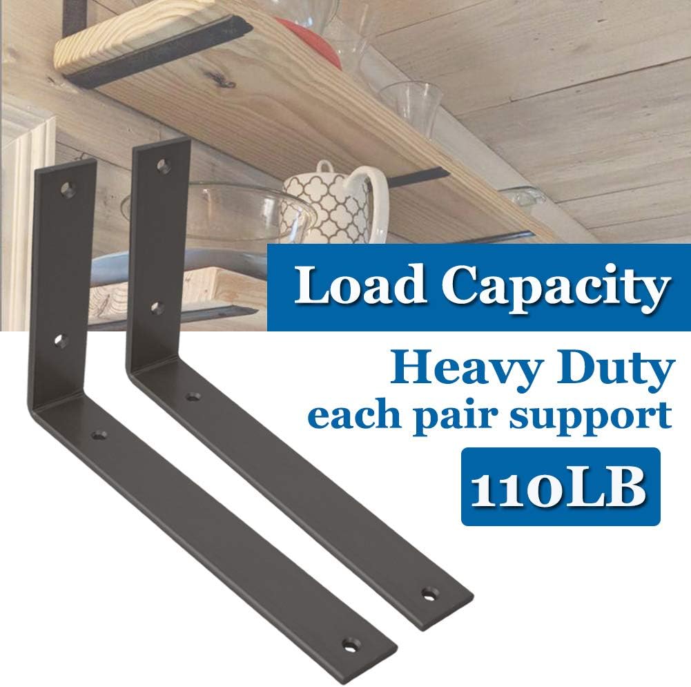 Shelf Brackets 10 Inch L Brackets Heavy Duty Gold Wall Brackets for Shelves Rustic Industrial Metal Wall Hanging Bracket for DIY Opening Shelves Screws Included: Home Improvement