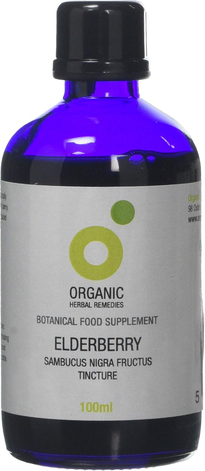 Organic Herbal Remedies 100ml Elderberry Tincture, Blue Bottle, 100 ml (Pack of 1)