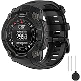 Watch Band for Garmin Instinct 3 50mm, Silicone Watch Band, Adjustable Waterproof Strap for Men & Women, Soft Durable Replacement Strap