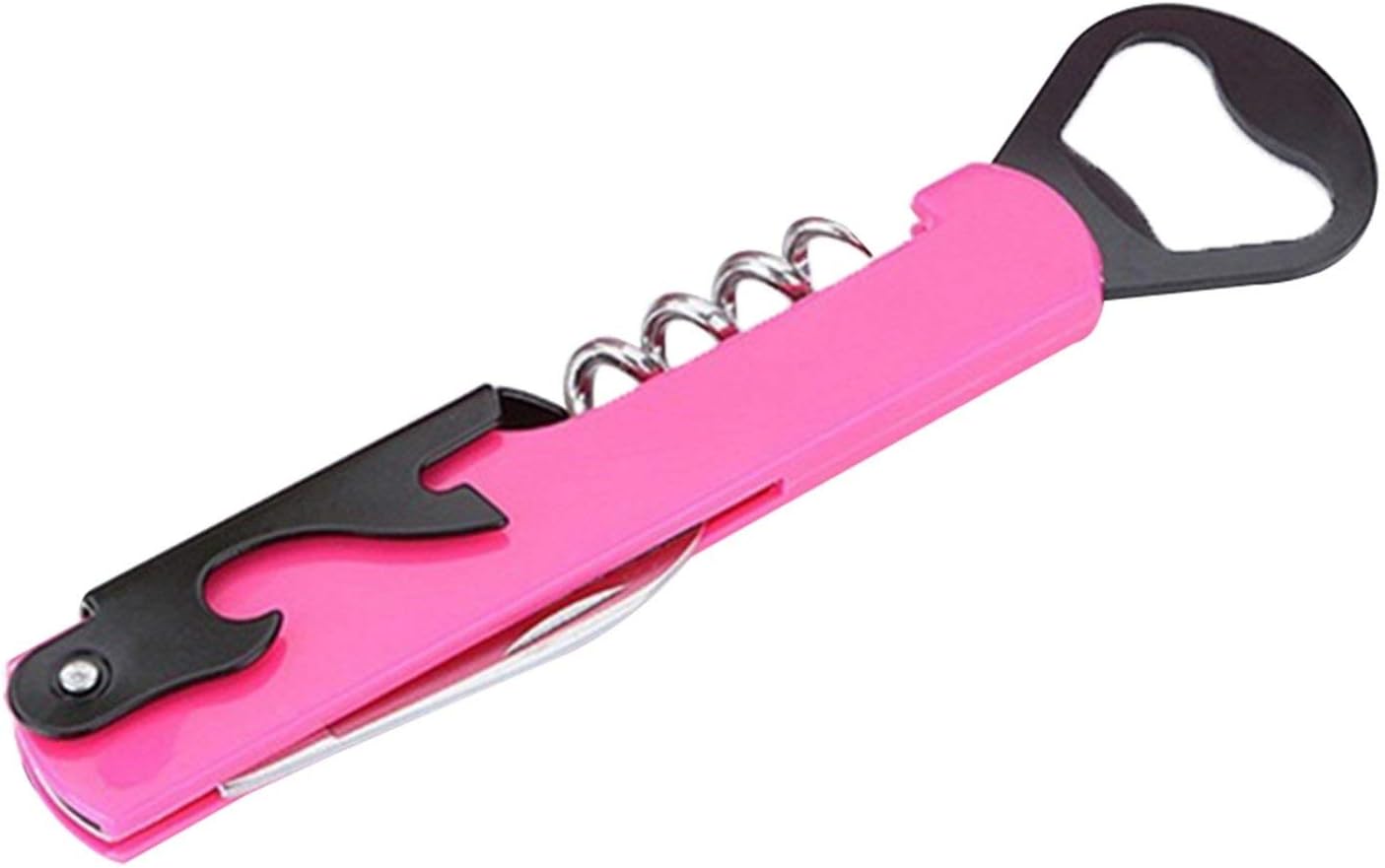 4 in1 Stainless Steel Wine Beer Bottle Opener Corkscrew Multifunction Portable Wine Opener Kitchen Bar Tools Accessories,Pink