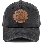 KKMKSHHG Gobble Till You Wobble Baseball Cap for Men Women, Adjustable Leather Patch Cotton Thanksgiving Turkey Hat
