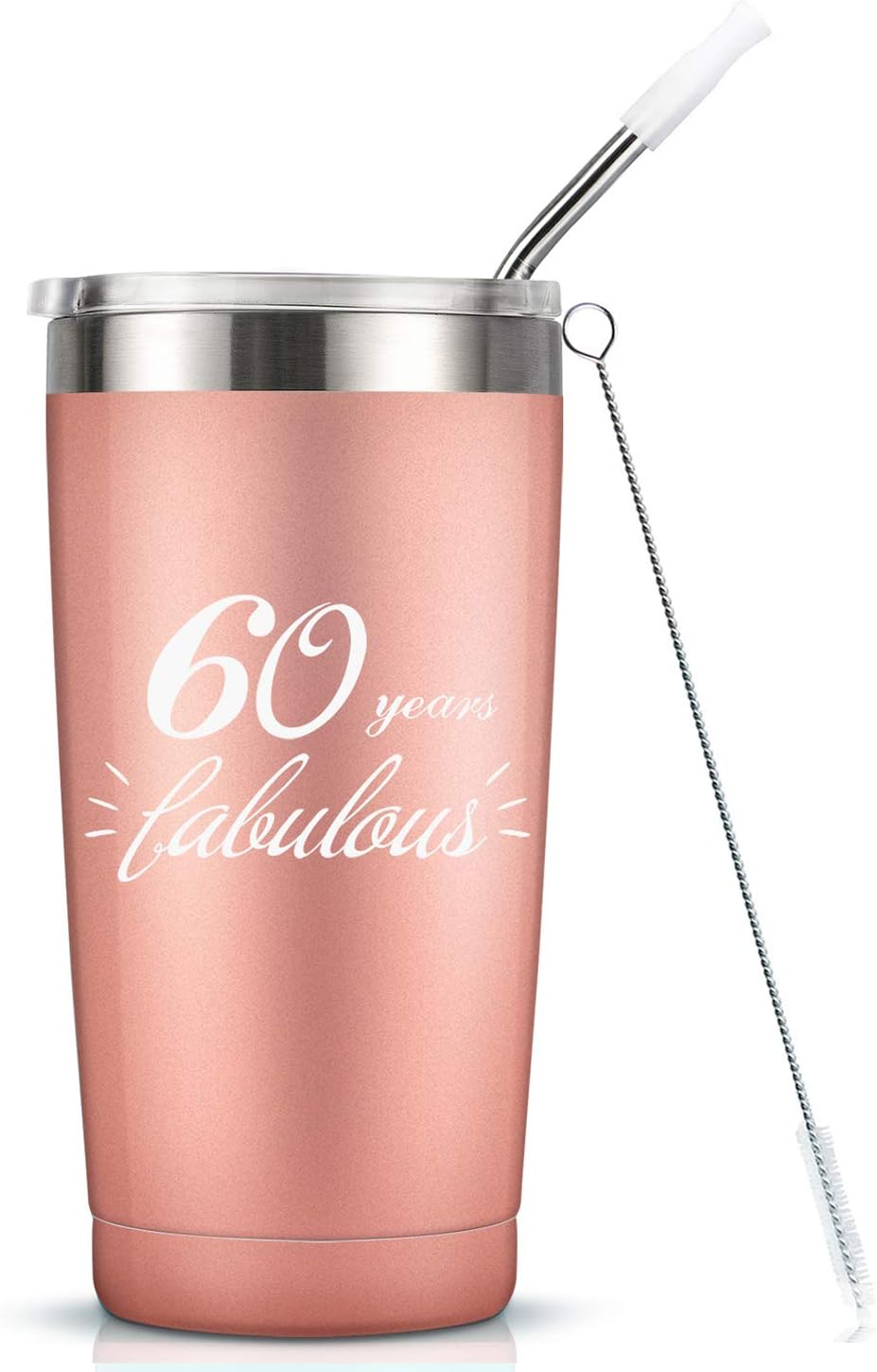 60 Years Fabulous - 60th Birthday Gifts For Women - 20 Oz Vaccuum Insulated Stainless Steel Mug Tumbler with Lid, Funny Turning 60 Gift Idea for Women Her Wife Mom Grandma BFF Friend