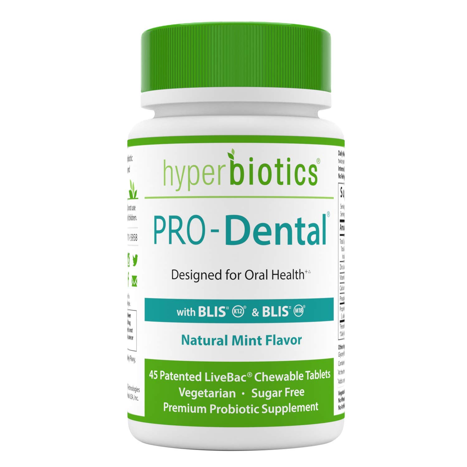 Hyperbiotics ProDental Probiotic Natural Mint 3 Billion Cfu 45