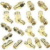 exgoofit SMA Connector Kits Set 18 in 1 Adapter SMA RP SMA Male and Female RF Coax Coupling Nut Barrel Connector Converter for WiFi Antenna/FPV Drone/Extension Cable