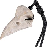 SUNYIK Raven Skull Stone Pendant Necklace for Unisex, Hand Carved Crow Head Pendant with Adjustable Black Cord