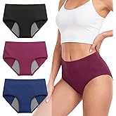 Period Underwear for Women - Incontinence Underwear for Women Washable Incontinence Underwear Absorbent Cotton Panties Bladder Leak Underwear for Woman Teens (3 Pack L)