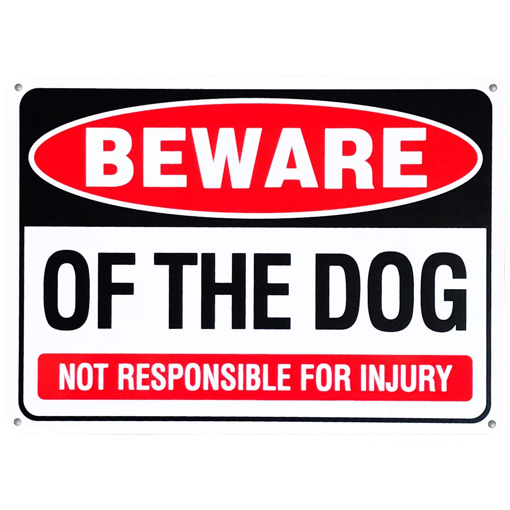 MC Beware of The Dog Sign, Rust Free Aluminum Warning Dog Sign - 10 x 7 in. Durable Weatherproof Sturdy Metal Sign for Outdoors