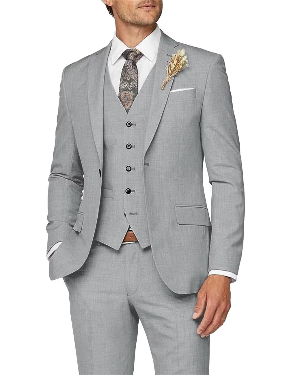 Wangyue Men Suit 3 Piece Suits for Men Wedding Suit for Groom Slim Fit ...