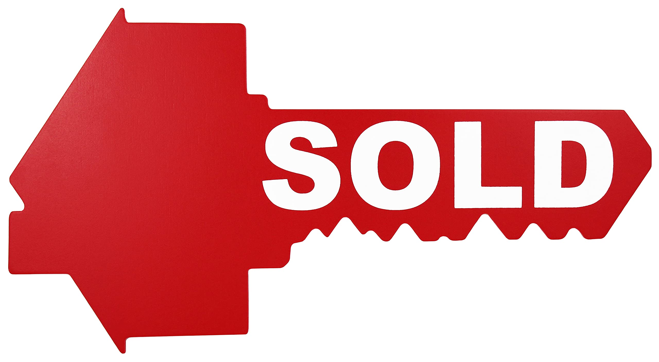 Pulse Brands New Home Key Shaped Just Sold Sign - Real Estate Agent Supplies - Social Media Photo Props for Realtors and Home Owners