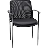 Staples Roaken Mesh Guest Chair with Arms and Padded Seat Cushion, Black
