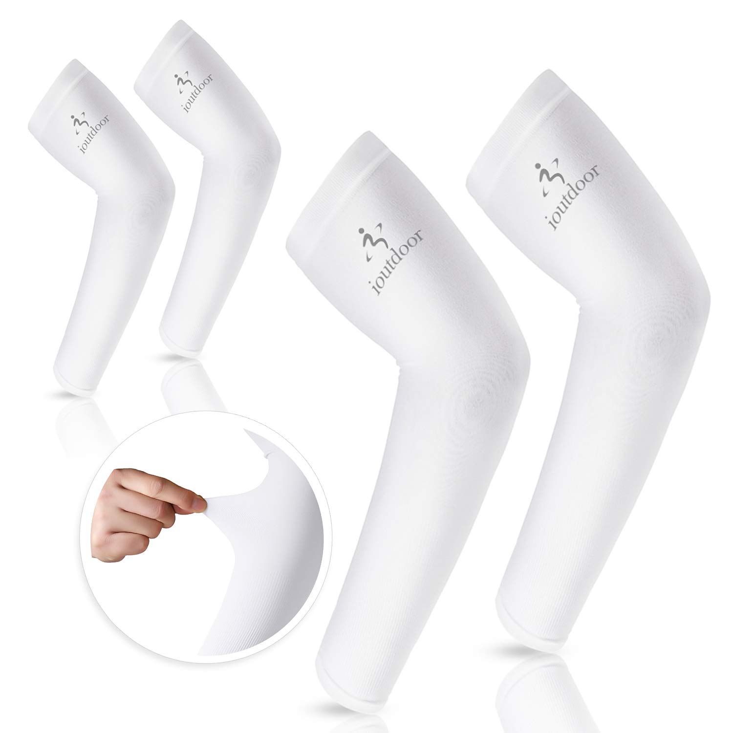 Arm Sleeves UV Protection,Arm Warmers Support Stretchy Anti-slip,Compression Sleeves to Cover Arms Womens Mens Youth for Covering Tattoo Basketball Running Cycling Gardening Outdoor (White,2 Pair)