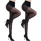 Yilanmy 2 Pairs Tummy Control Pantyhose for Women, 40D Sheer Tights Control Top Pantyhose Shaping Nylon Stockings High Waist
